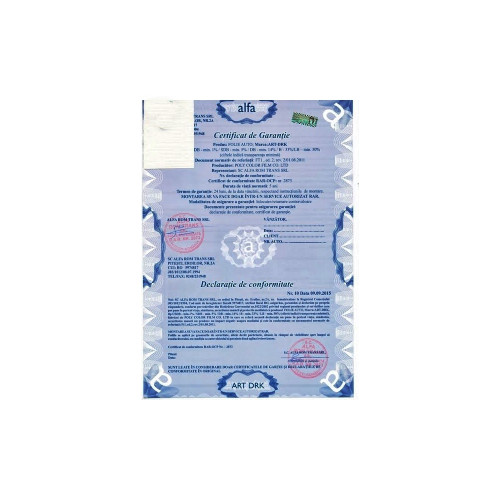 Folie auto ceramică omologată RAR pentru geamuri față VLT 80%, rolă 10m x 0,5m