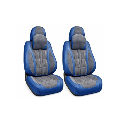 Set huse scaune auto universale 9D Premium, fractionate, albastru-gri antracit