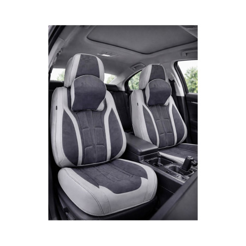Set huse scaune auto universale Premium 9D, fata si spate, gri antracit