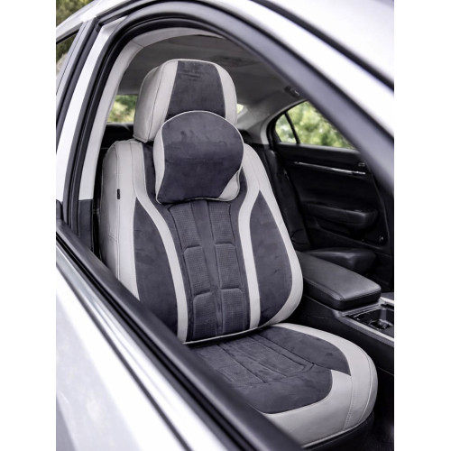 Set huse scaune auto universale Premium 9D, fata si spate, gri antracit