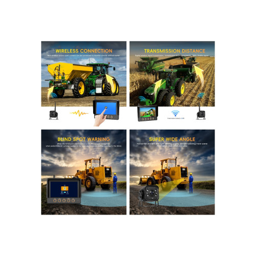 Monitor auto wireless 7 inch IPS cu cameră marșarier AHD waterproof 12–36V