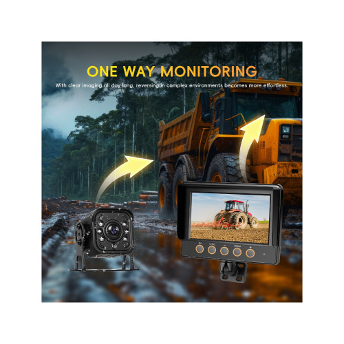Monitor auto wireless 7 inch IPS cu cameră marșarier AHD waterproof 12–36V