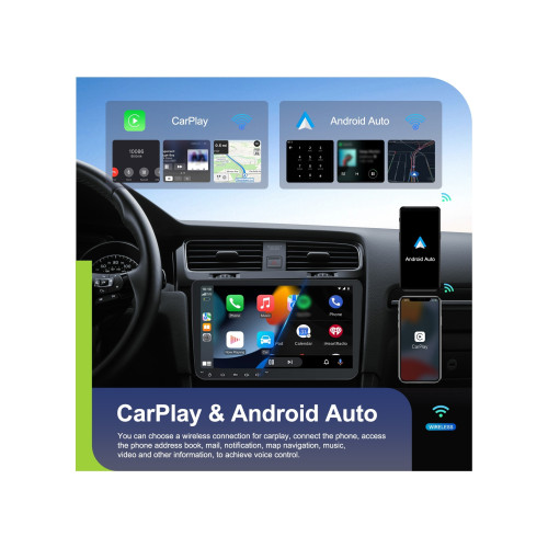 Navigatie Android VW 9 inch, 4GB RAM 64GB, CarPlay/Android Auto wireless, GPS, Wi‑Fi (A3852)