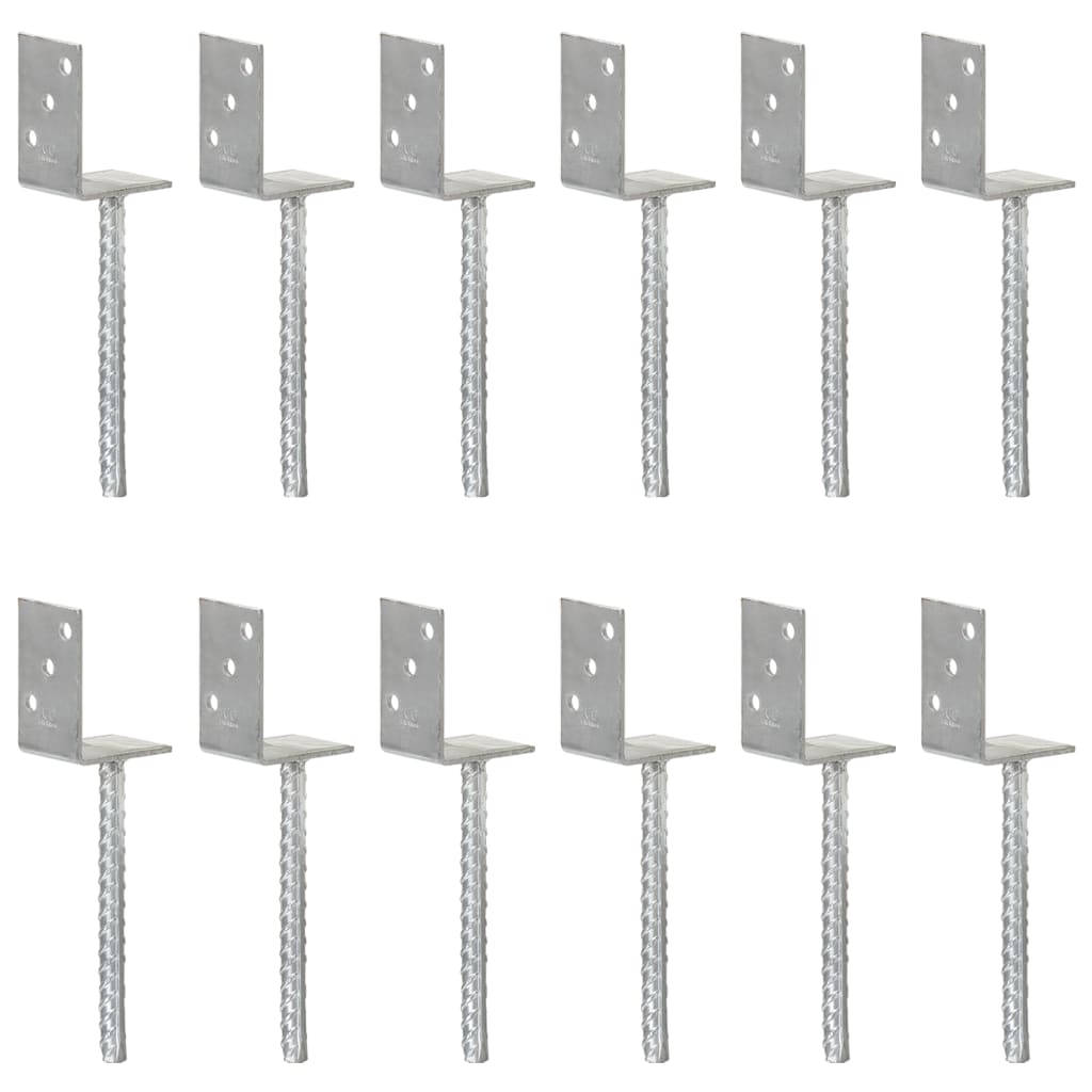 Ancore de gard, 12 buc., argintiu, 8x6x30 cm, oțel galvanizat GartenMobel Dekor