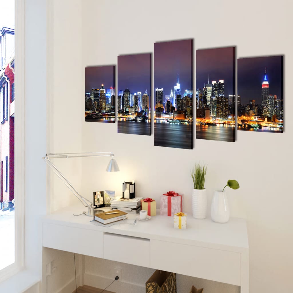 Set de tablouri pânză, colorat, imprimeu New York Skyline, 100x50 cm GartenMobel Dekor