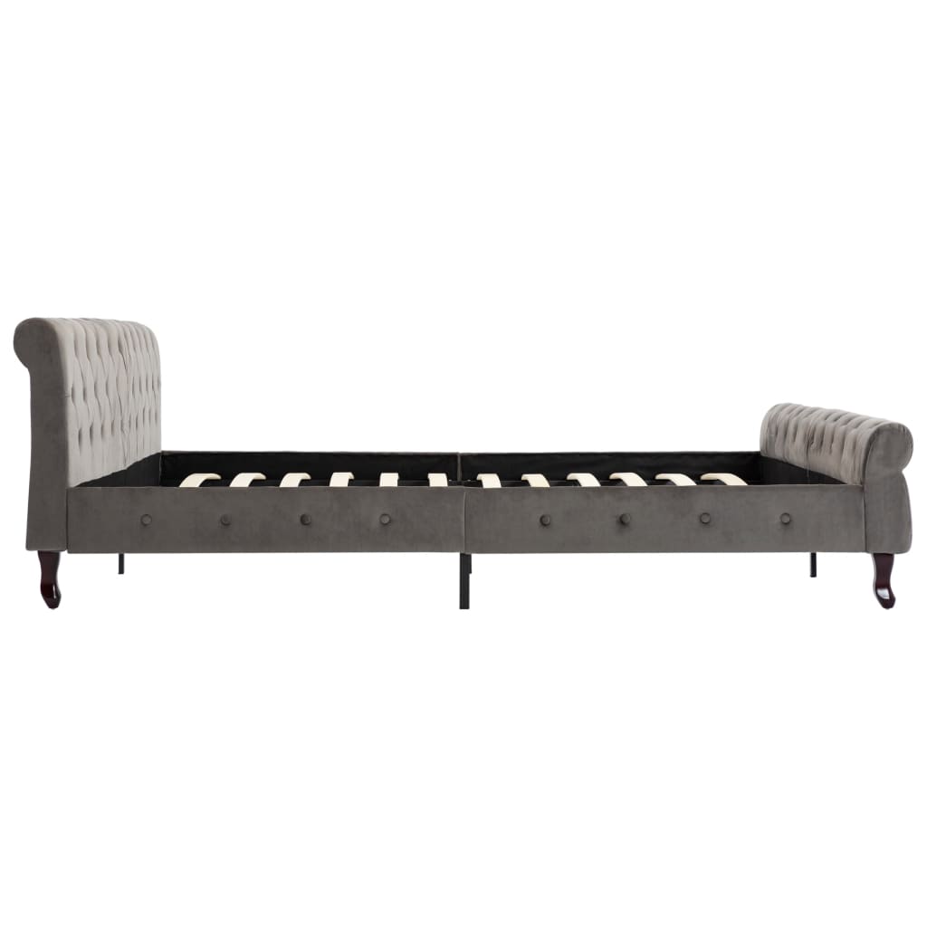 Cadru de pat, gri, 200 x 200 cm, catifea GartenMobel Dekor