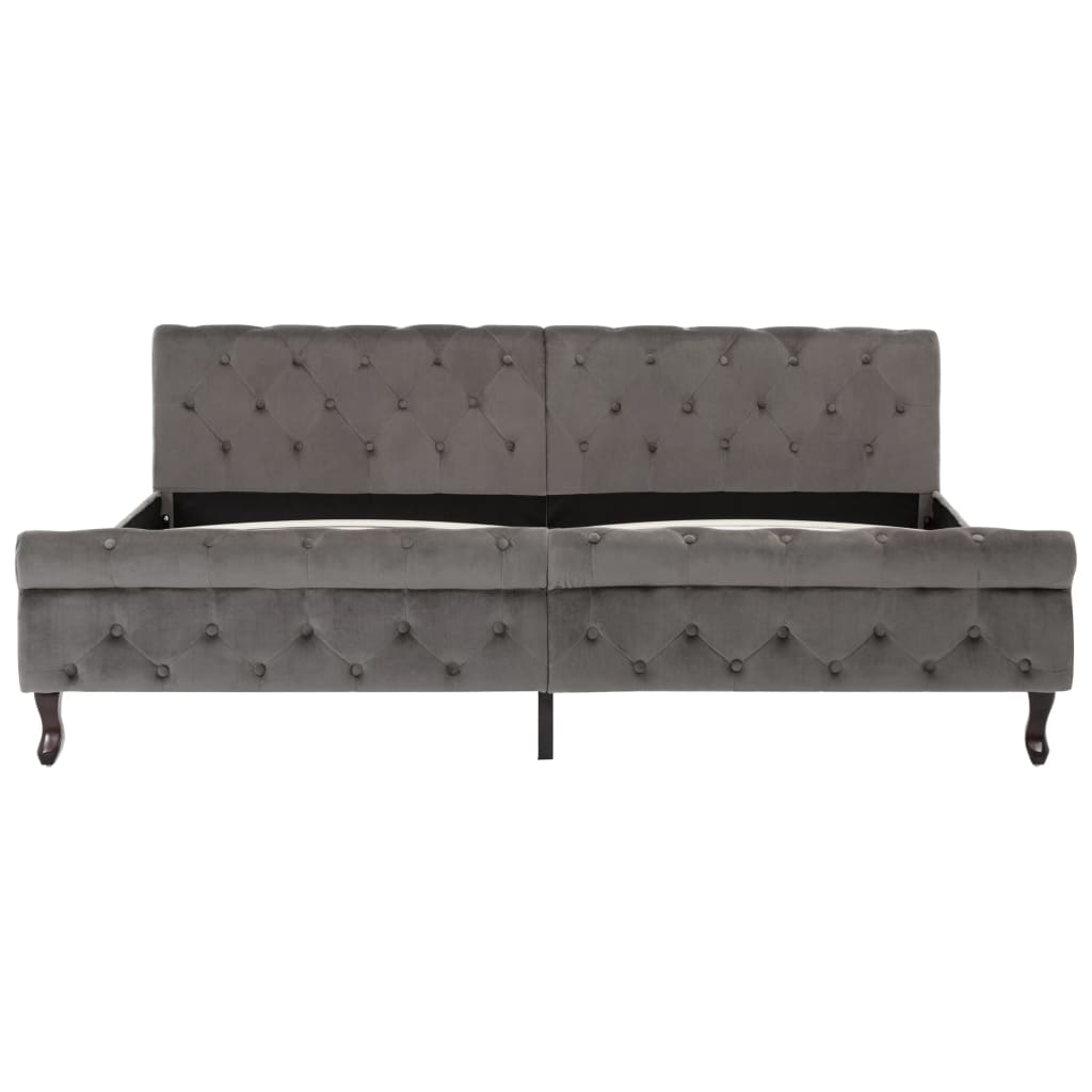 Cadru de pat, gri, 200 x 200 cm, catifea GartenMobel Dekor