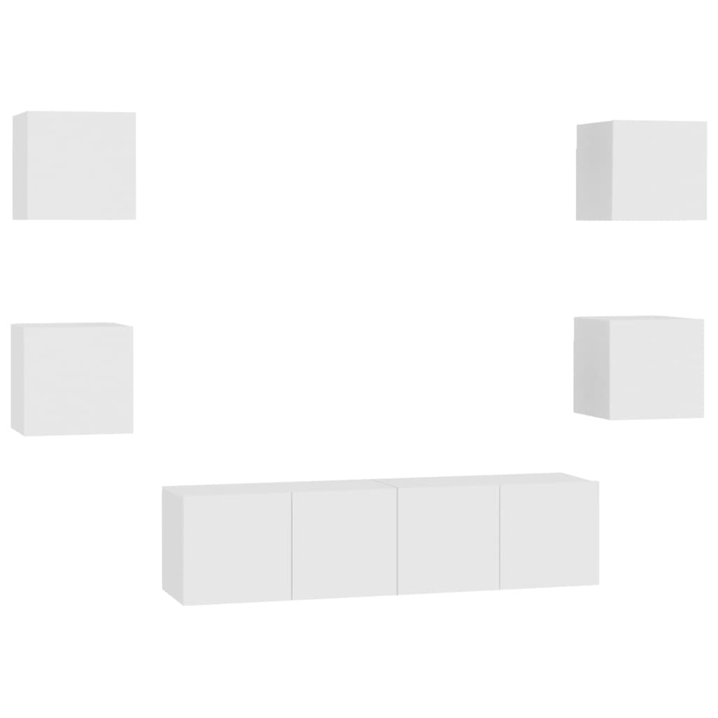 Set dulapuri TV, 6 piese, alb, lemn prelucrat GartenMobel Dekor