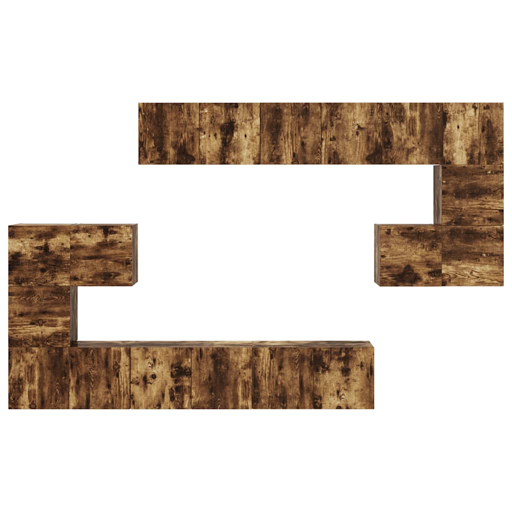 Set dulapuri TV, 10 piese, stejar fumuriu, lemn prelucrat GartenMobel Dekor