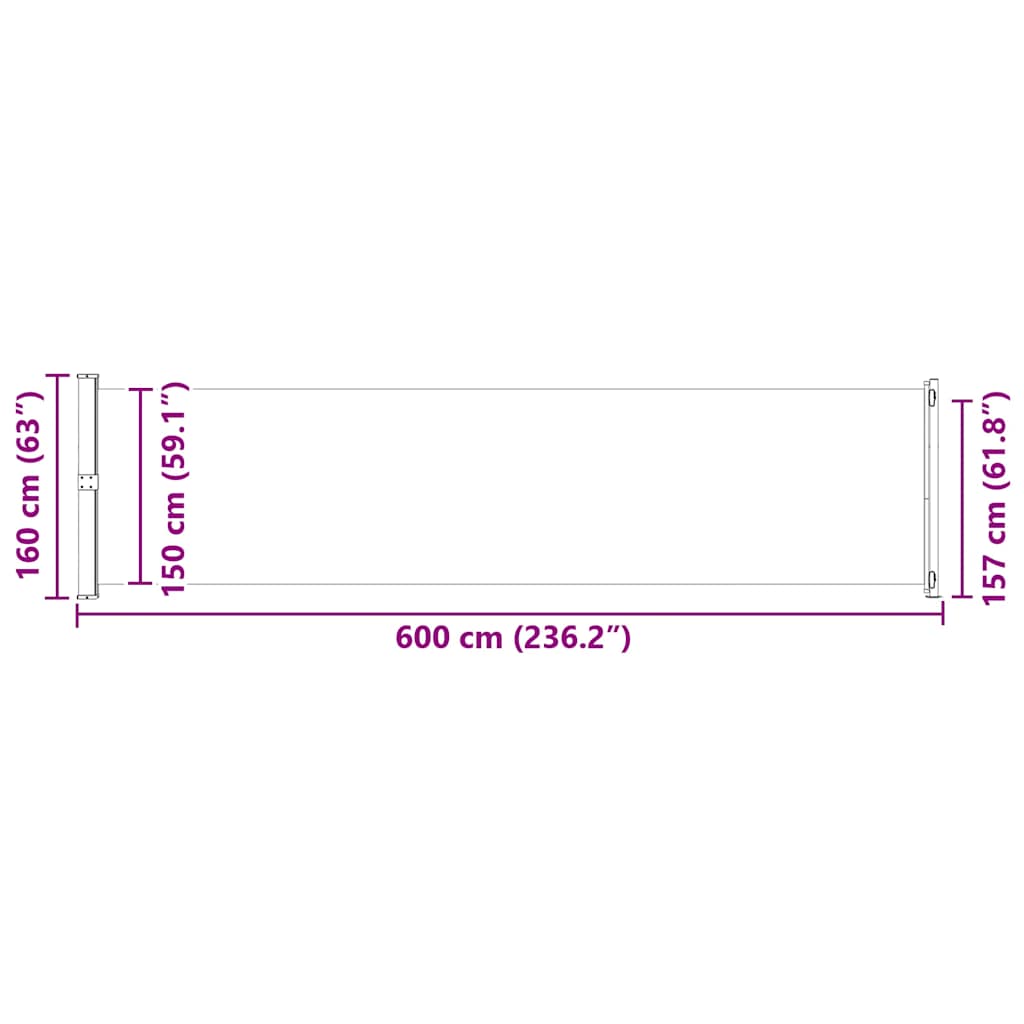 Copertină laterală retractabilă de terasă, albastru, 600x160 cm GartenMobel Dekor