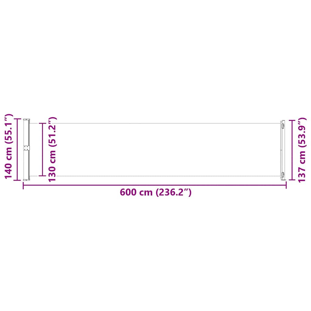 Copertină laterală retractabilă de terasă, gri, 140 x 600 cm GartenMobel Dekor