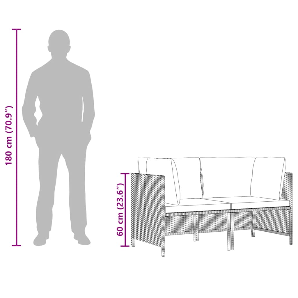 Canapea de grădină cu 2 locuri, cu perne, gri, poliratan GartenMobel Dekor