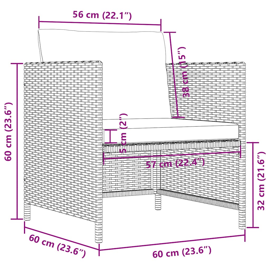 Canapea de grădină cu perne, gri, poliratan GartenMobel Dekor