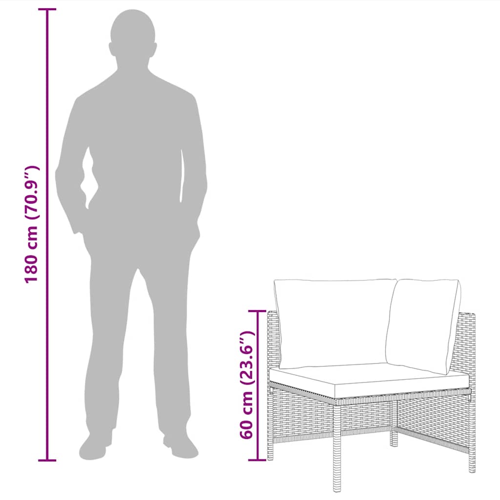 Canapea modulară cu perne, colțar, gri, poliratan GartenMobel Dekor