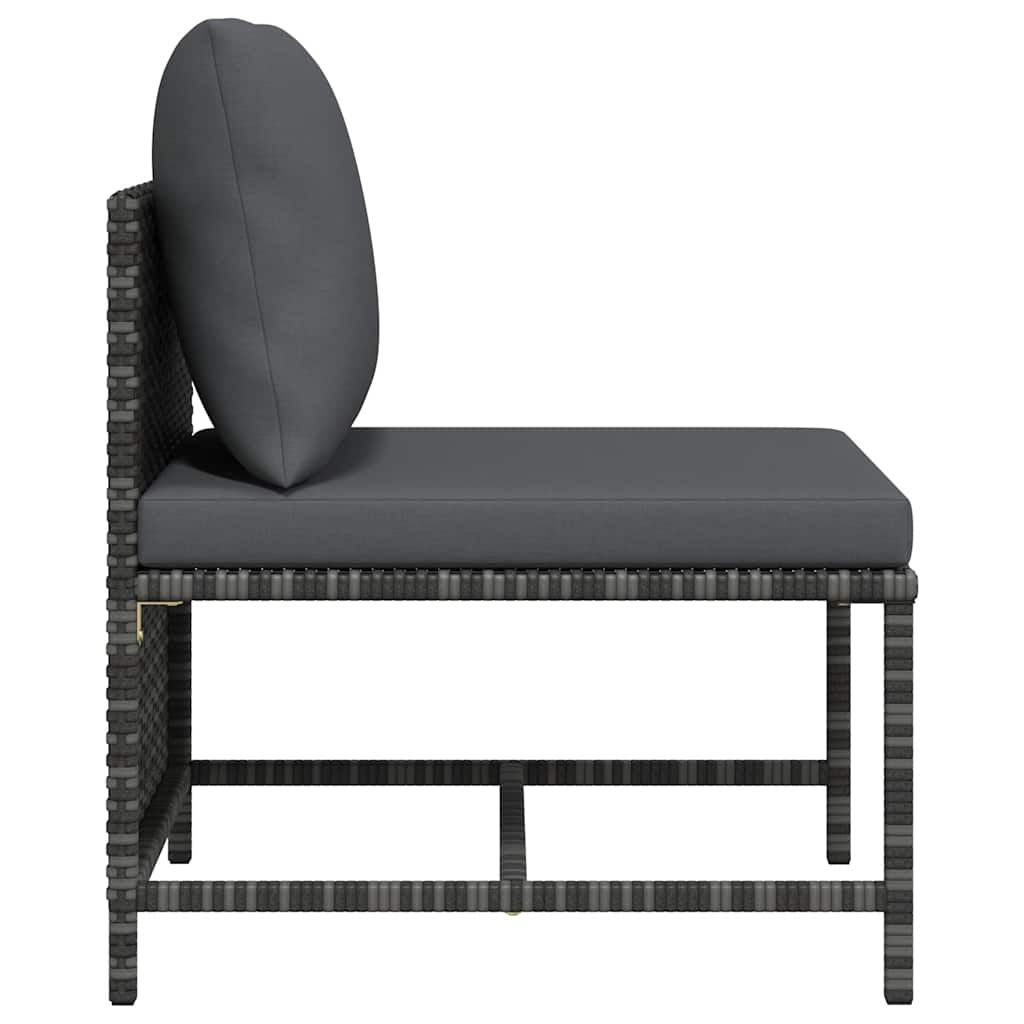 Canapea modulară cu perne, de mijloc, gri, poliratan GartenMobel Dekor