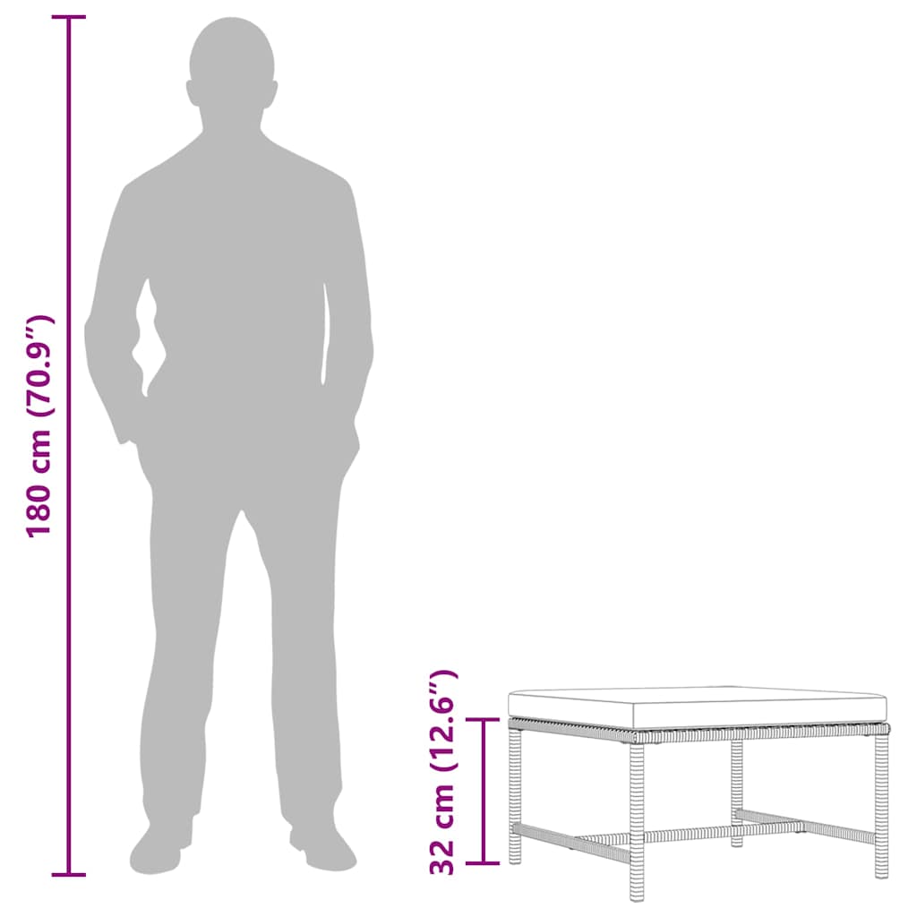 Taburet modular cu pernă, gri, poliratan GartenMobel Dekor