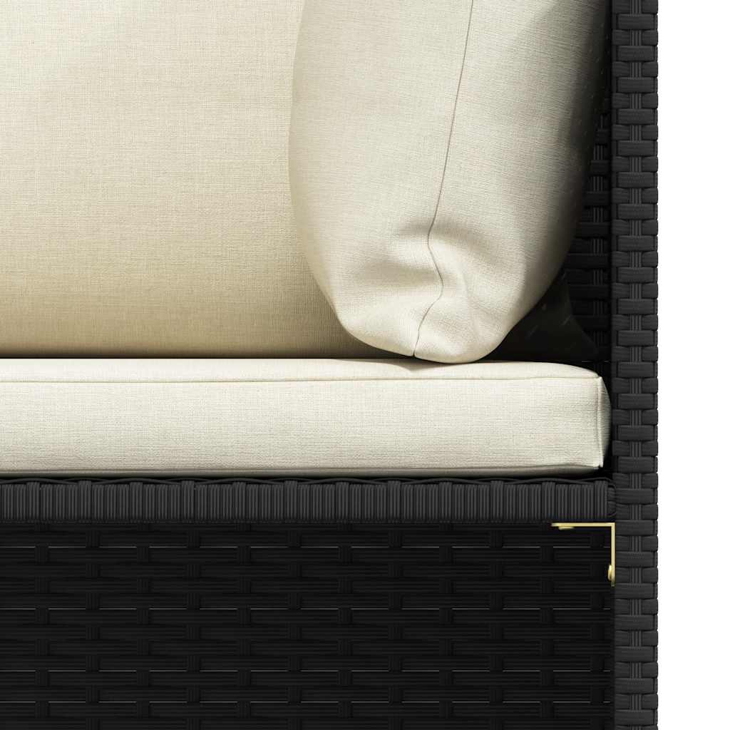 Canapea de grădină cu 2 locuri, cu perne, negru, poliratan GartenMobel Dekor