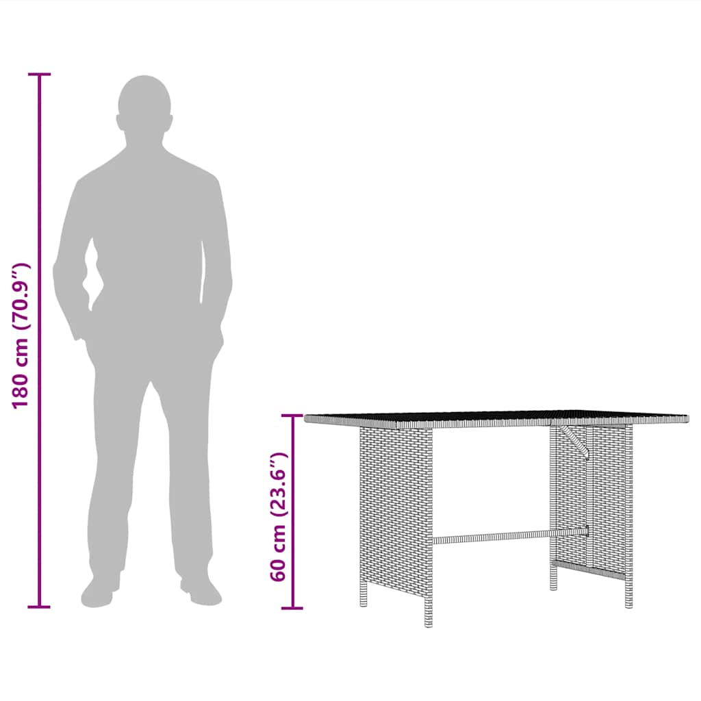Masă de grădină, negru, 110x70x65 cm, poliratan GartenMobel Dekor