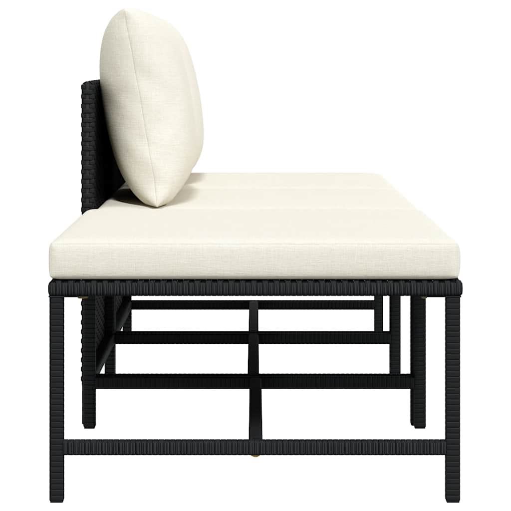 Set mobilier de grădină cu perne, 3 piese, negru, poliratan GartenMobel Dekor