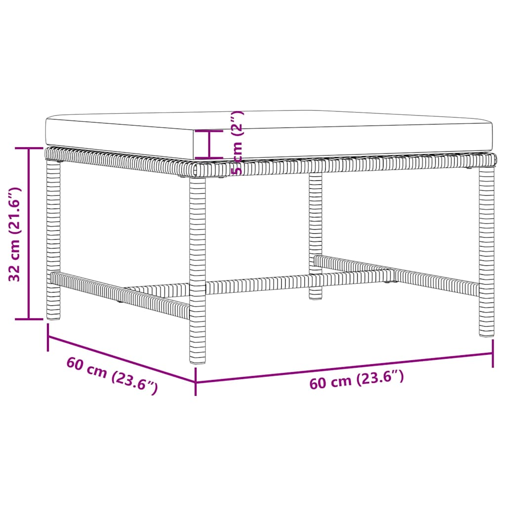 Taburet modular cu pernă, negru, poliratan GartenMobel Dekor