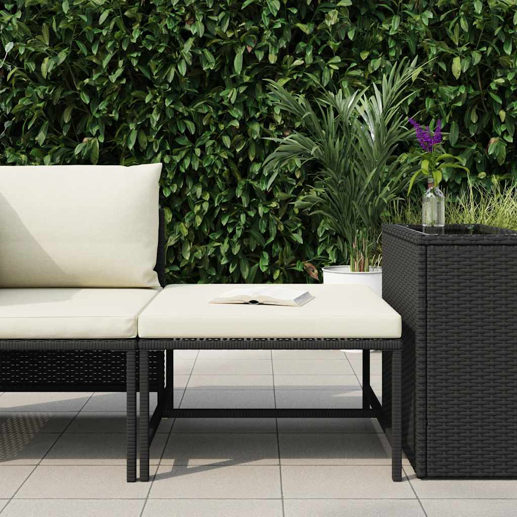 Taburet modular cu pernă, negru, poliratan GartenMobel Dekor