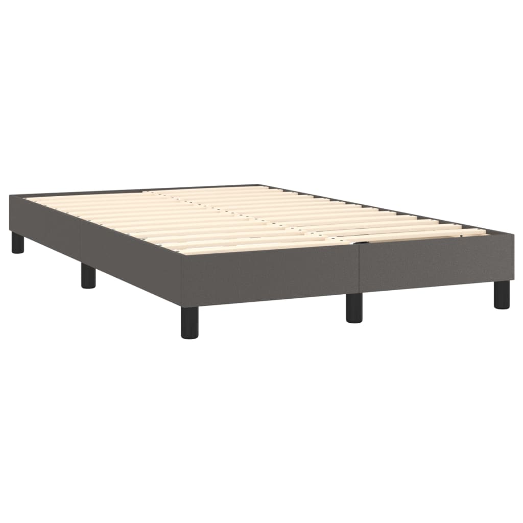 Pat box spring cu saltea, gri, 120x200 cm, piele ecologică GartenMobel Dekor