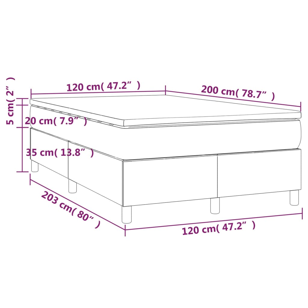 Pat box spring cu saltea, alb, 120x200 cm, piele ecologică GartenMobel Dekor