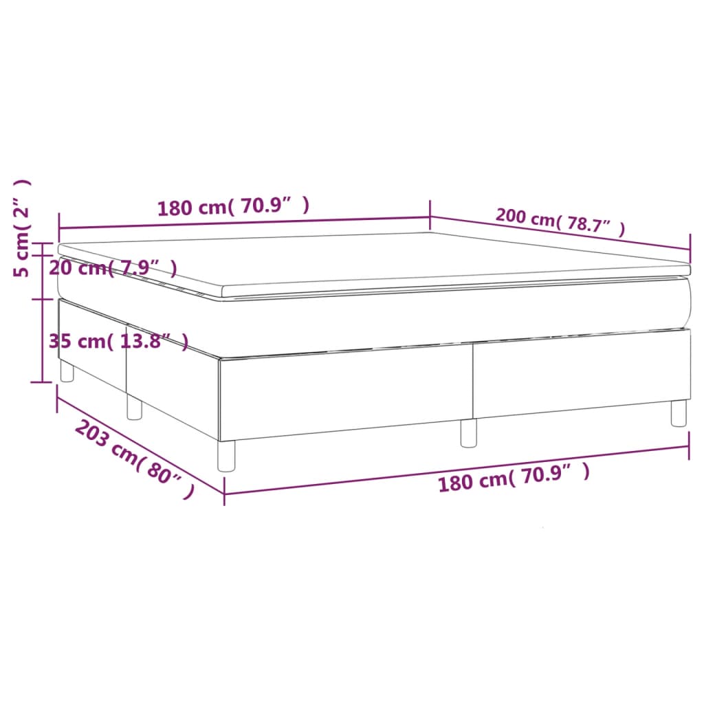 Pat box spring cu saltea, alb, 180x200 cm, piele ecologică GartenMobel Dekor