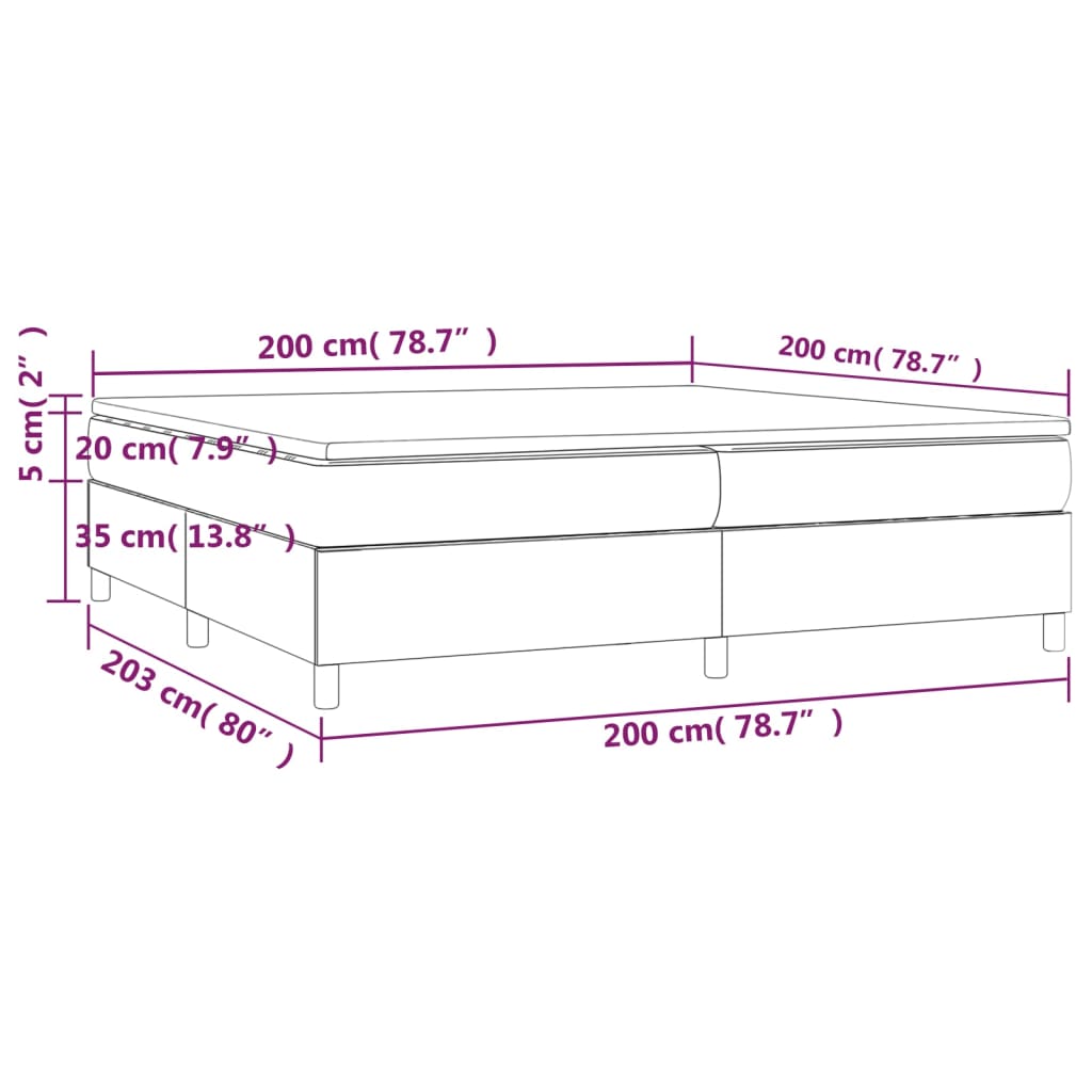 Pat box spring cu saltea, alb, 200x200 cm, piele ecologică GartenMobel Dekor