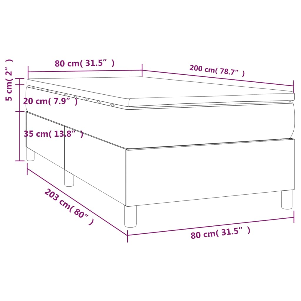 Pat box spring cu saltea, cappuccino, 80x200 cm piele ecologică GartenMobel Dekor
