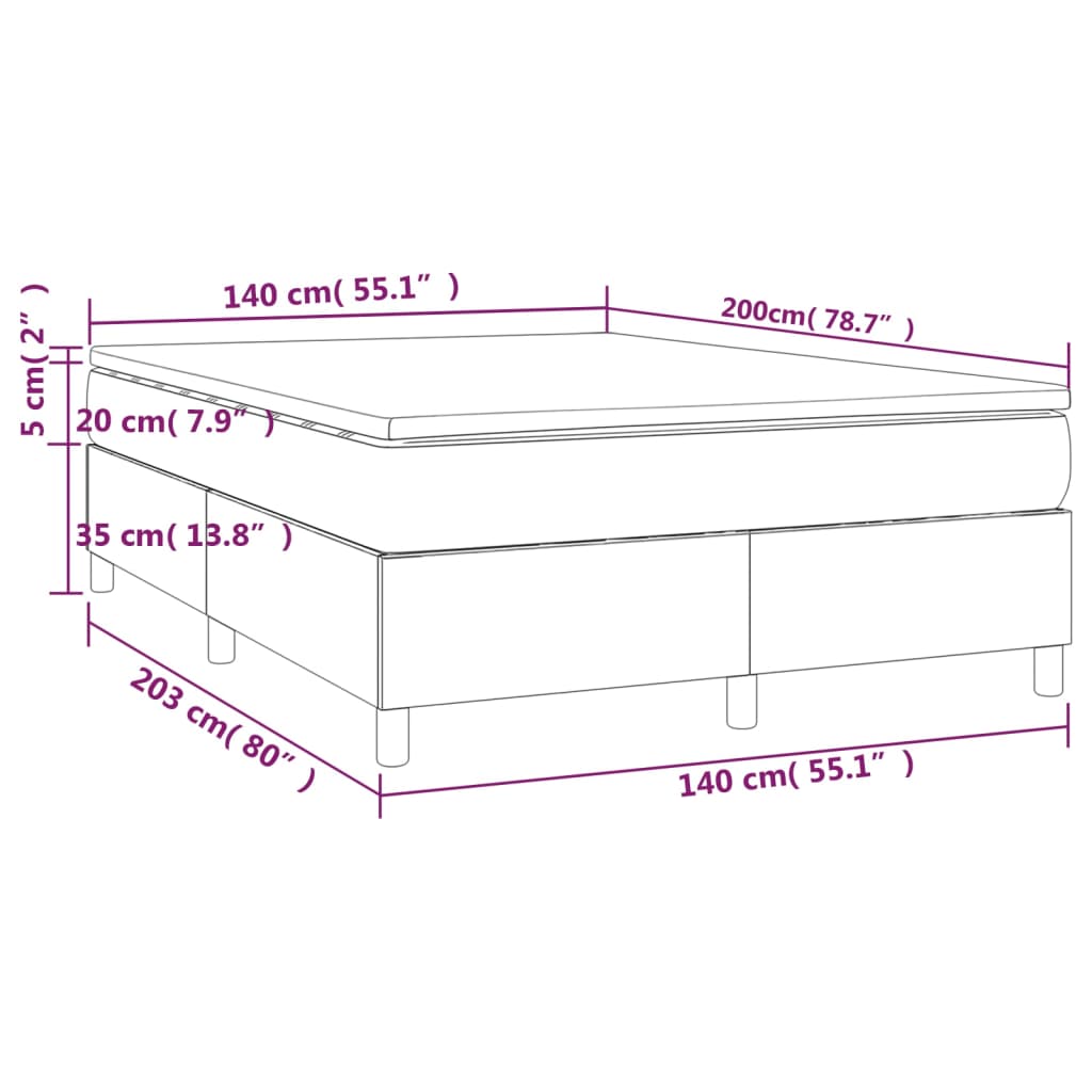 Pat box spring cu saltea, gri, 140x200 cm, piele ecologică GartenMobel Dekor