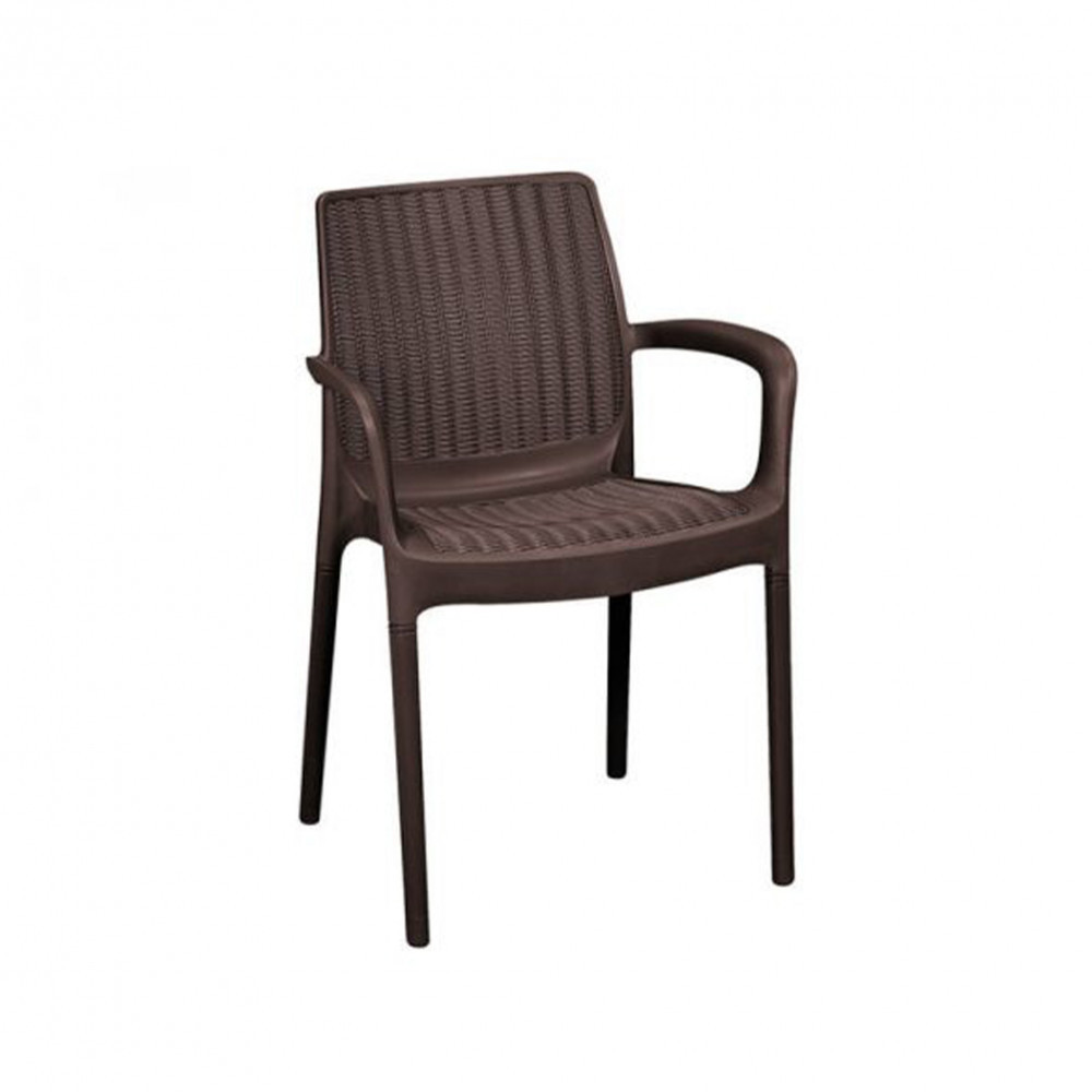 Scaun de grădină Curver Bali Mono cu cotiere, maro whisky, aspect ratan