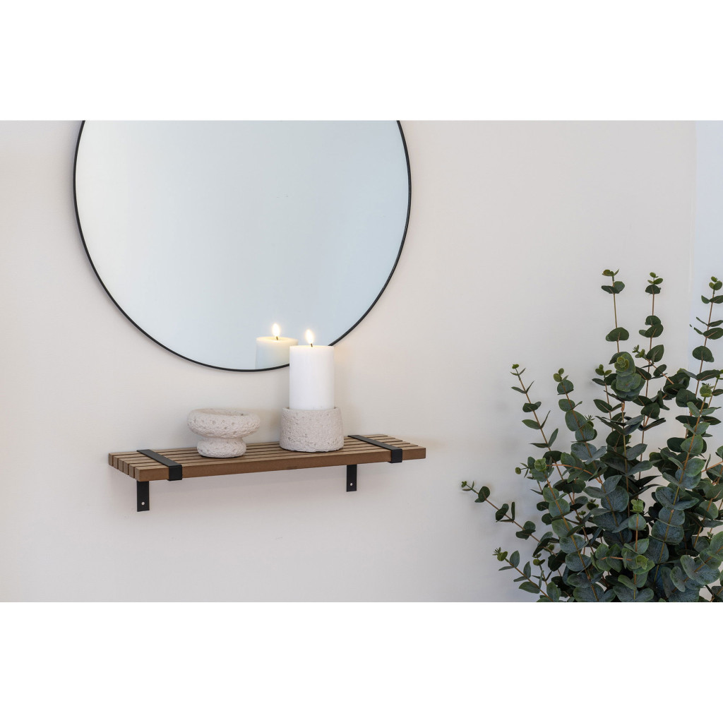 Raft de perete House Nordic Luxor 50 cm, furnir frasin natural si metal negru