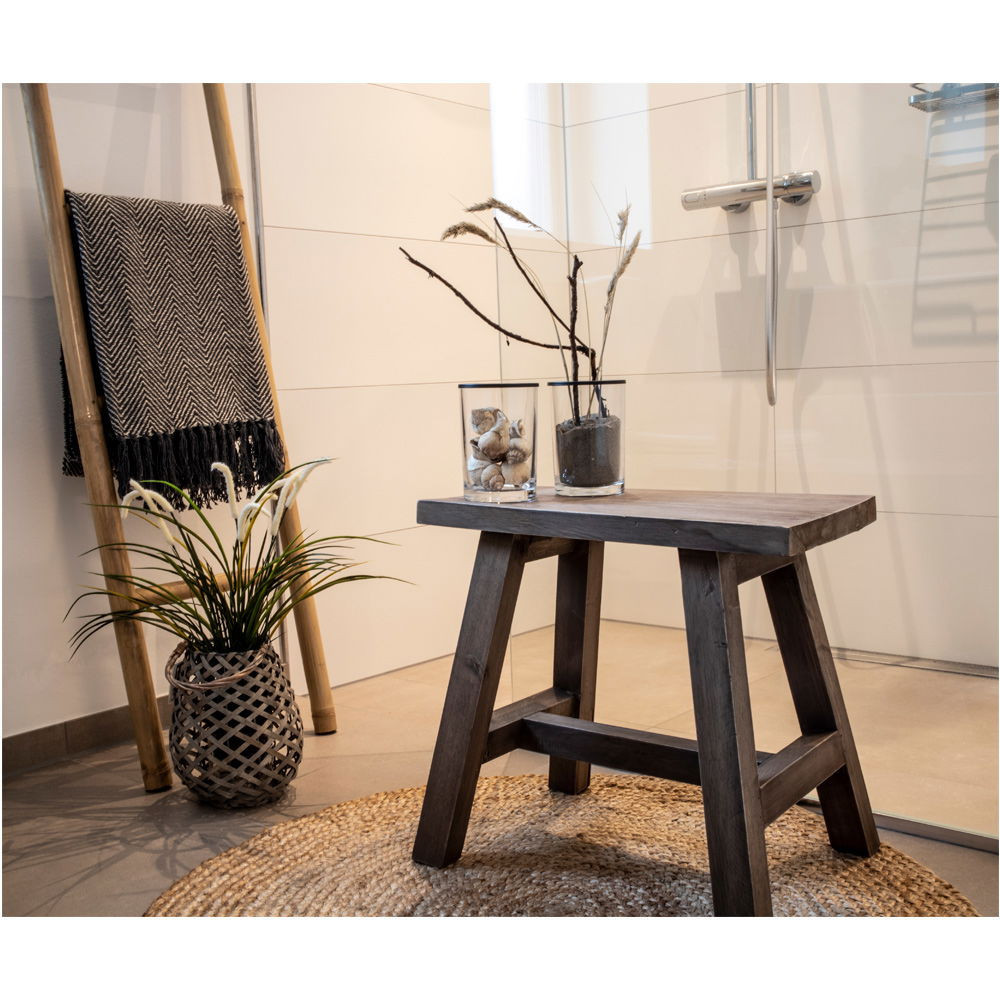 Taburet Barcelona din lemn de tec natural, 50x25x45 cm, House Nordic