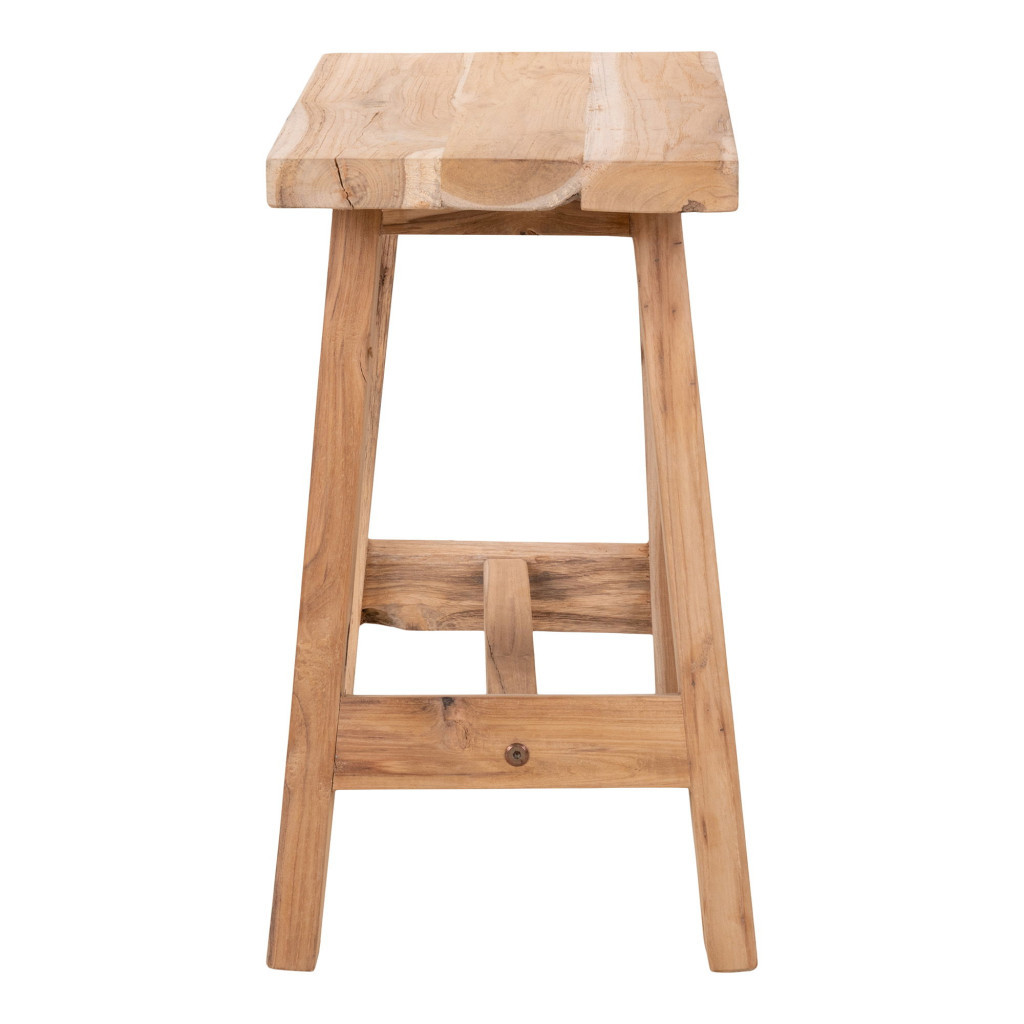 Taburet Barcelona din lemn de tec natural, 50x25x45 cm, House Nordic