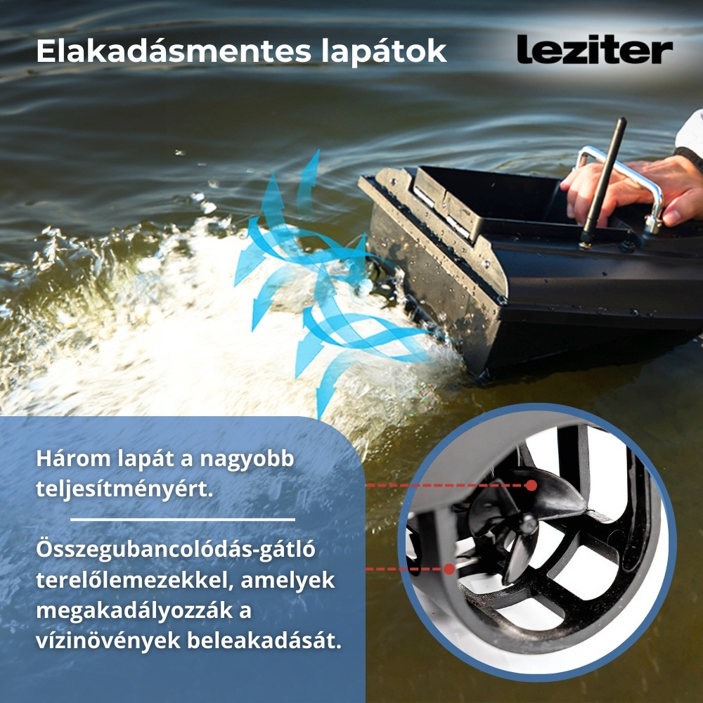 Barcă de hrănire Leziter X1 cu backloader, telecomandă 500 m, negru