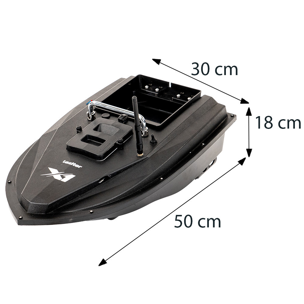 Barcă de hrănire Leziter X1 cu backloader, telecomandă 500 m, negru