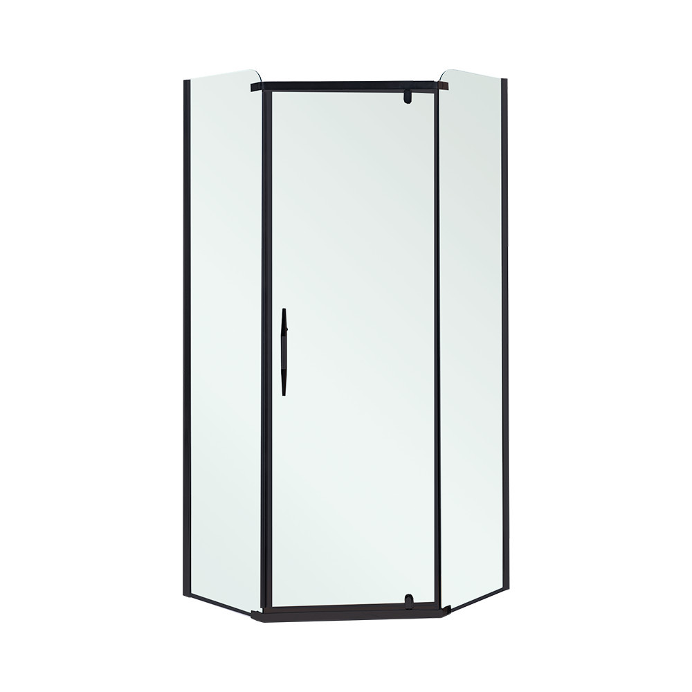 Cabină de duș pentagonală Leziter Celtic 90x90 cm, fără tavă, profil negru