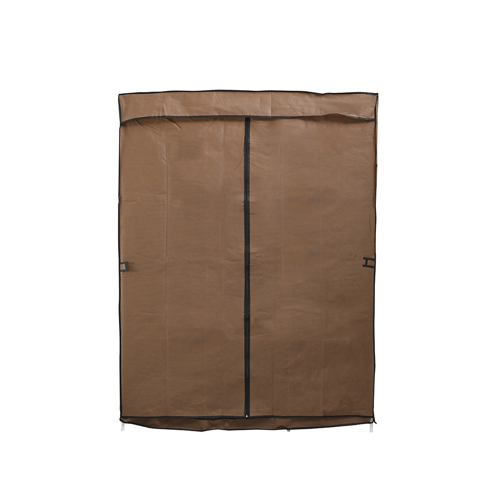 Dulap textil Leziter LGSZ-03, cafea, cu rafturi si bara umerase, 165x125x45 cm