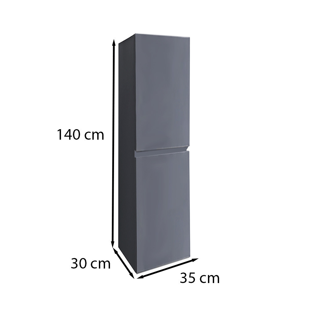 Dulap lateral baie suspendat Leziter Cube, gri antracit, 140 cm