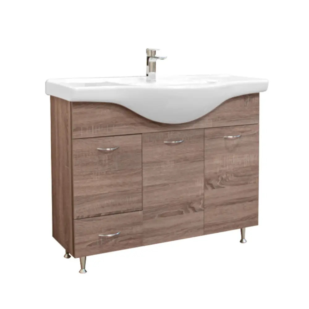 Dulap de baie Leziter Vanessa 105 cu lavoar ceramic, gri Sonoma, 100,5 cm