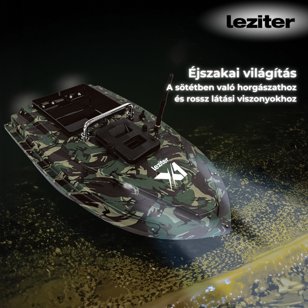 Barcă de nădire Leziter X1 Backpacker, camuflaj verde, 500 m, 1,5 kg