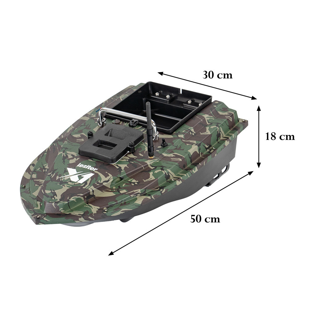 Barcă de nădire Leziter X1 Backpacker, camuflaj verde, 500 m, 1,5 kg