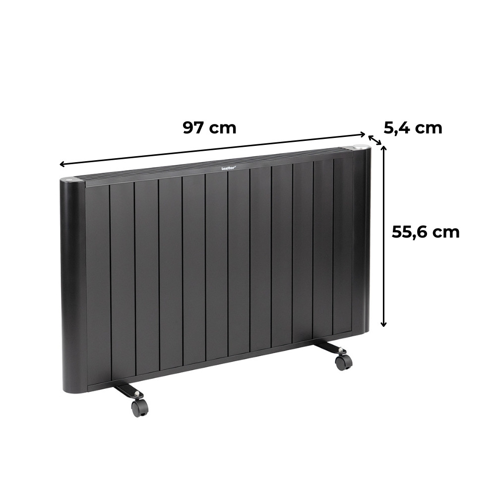 Încălzitor electric Leziter Solis 2000W cu Wi‑Fi, IP24, negru