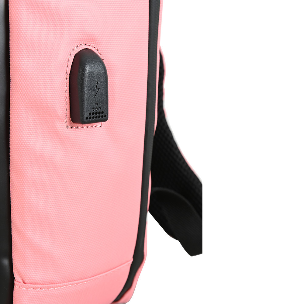 Rucsac inteligent Leziter Pixo LED roz cu afișaj WiFi, port USB și aplicație