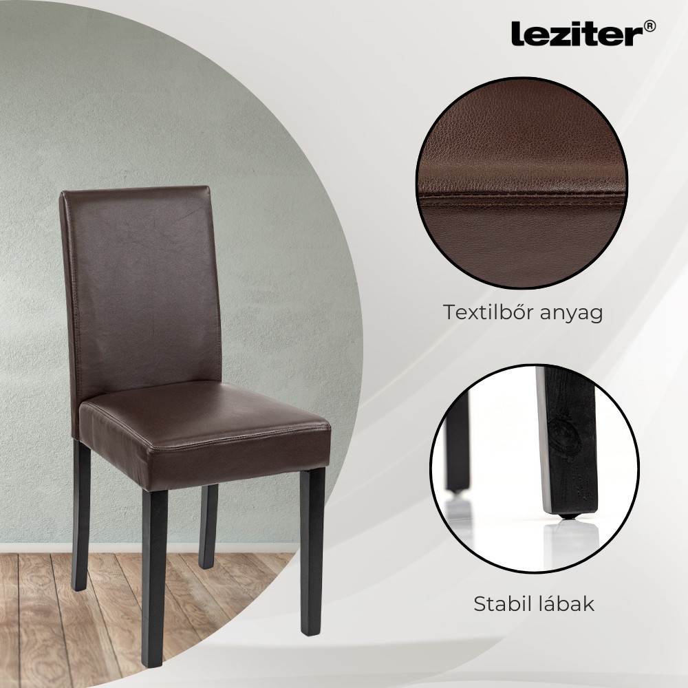 Set masă dining Leziter Alen 4+1 cu blat din sticlă, negru-maro