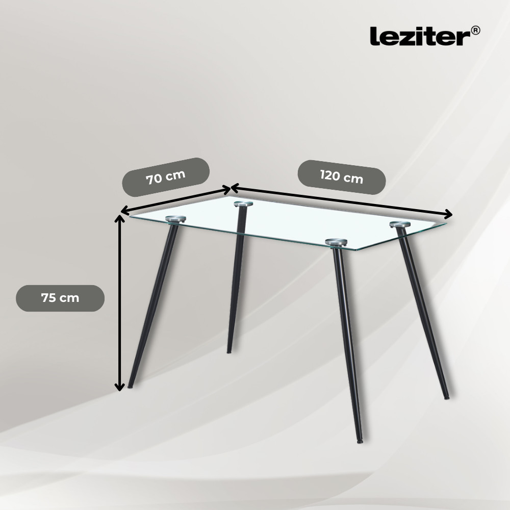 Set masă dining Leziter Alen 4+1 cu blat din sticlă, negru-maro