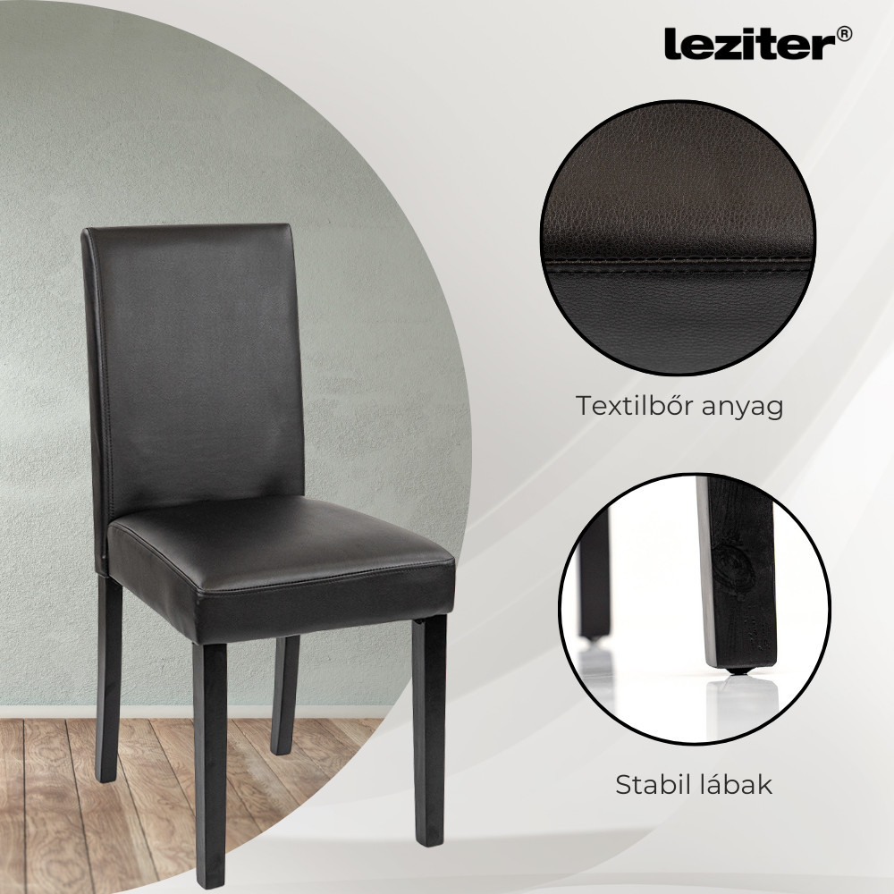 Set masă dining Leziter Alen cu 4 scaune, sticlă securizată, negru