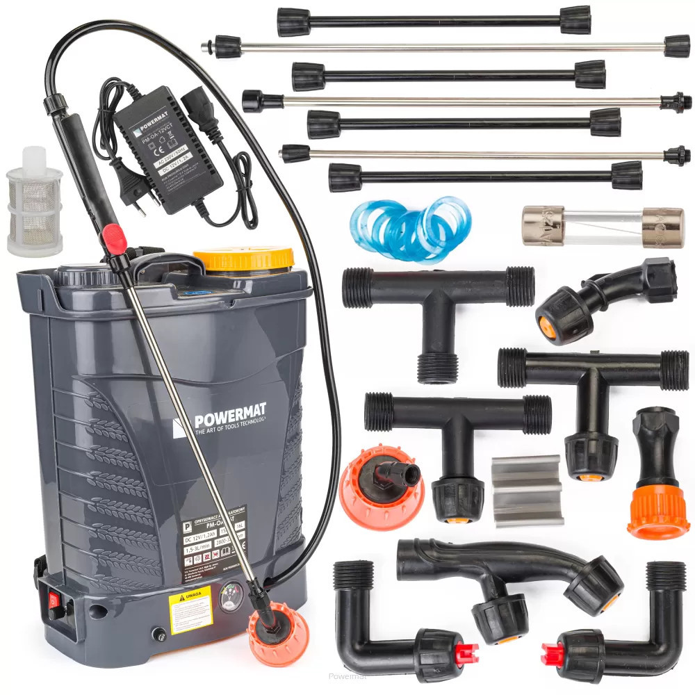 Pulverizator electric cu baterie Powermat PM-OA-16T, rezervor 16L, 12V 15Ah