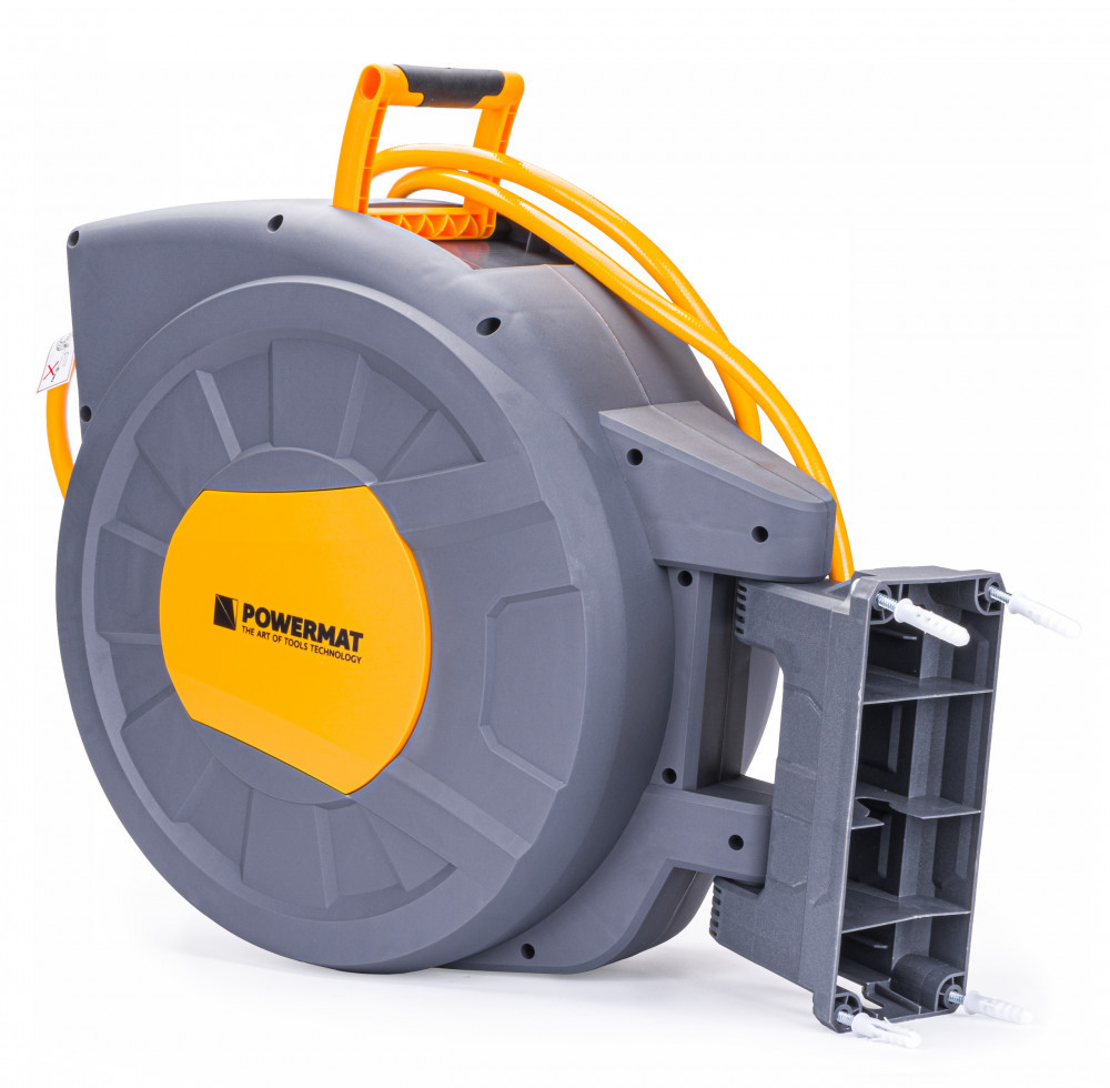 Tambur automat pentru furtun de grădină Powermat PM-ABNW-35M, 35 m, montaj pe perete